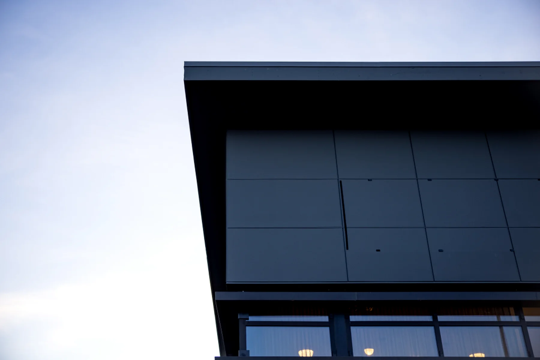 Modern building at dusk